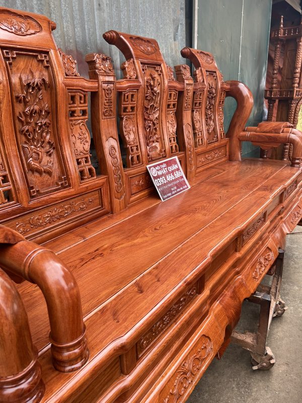 Bộ bàn ghế Tần Thủy Hoàng đục tay chân 14 cột cực kỳ đẳng cấp