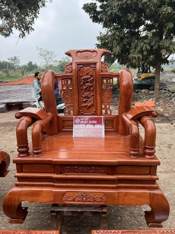 Bộ bàn ghế Tần Thủy Hoàng đục tay chân 14 cột cực kỳ đẳng cấp